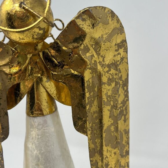 Pier 1 Capiz Poinsetta Angel christmas holiday tree topper - Picture 6 of 10